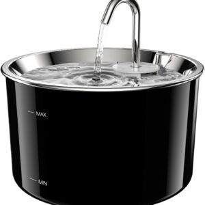 Cat Water Fountain Stainless Steel Lid, 3L/101oz Pet Water Fountain, Dog Waterer with Quiet Pump and 4-Layer Filtration for Cats and Dogs