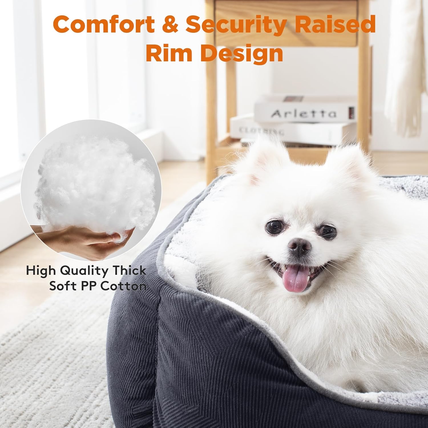 Dog Beds Small Plus Size, Small Dog Bed Washable, Orthopedic Pet Sofa Bed, Pet Cuddler Anti-Slip Bottom, Soft Calming Sleeping Warming Puppy Bed (S Plus (25"x 21"x 8"), Black) - Image 2