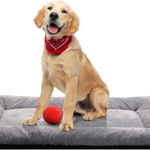 Dog Beds Crate Pad for Medium/Large Dogs Fit Metal,Ultra Soft, Washable & Anti-Slip Kennel Pad for Dogs Cozy Sleeping Mat,Gray 36inch